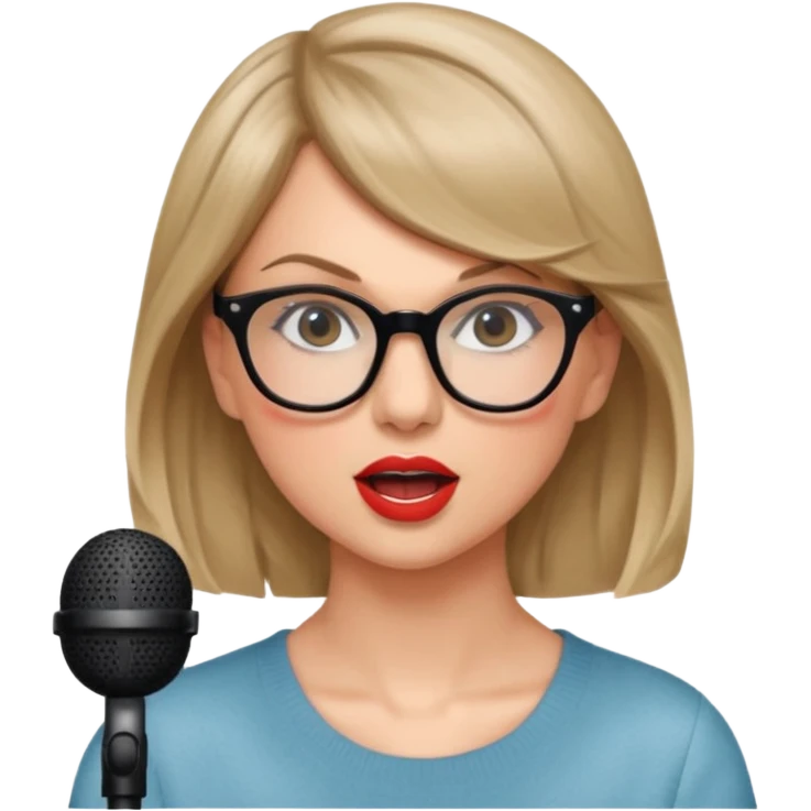 taylor swift with glasses singing emoji