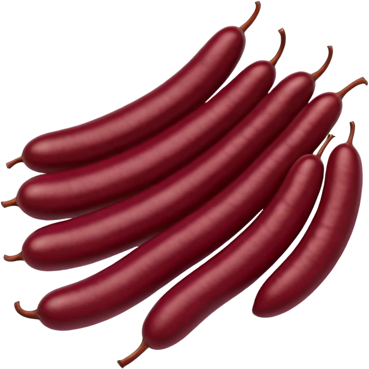 group of red kidney beans, 3 to 5, loosely arranged, smooth and glossy, deep maroon color, curved kidney shape, some size and color variation, dry and firm, 3D clean style, transparent background emoji