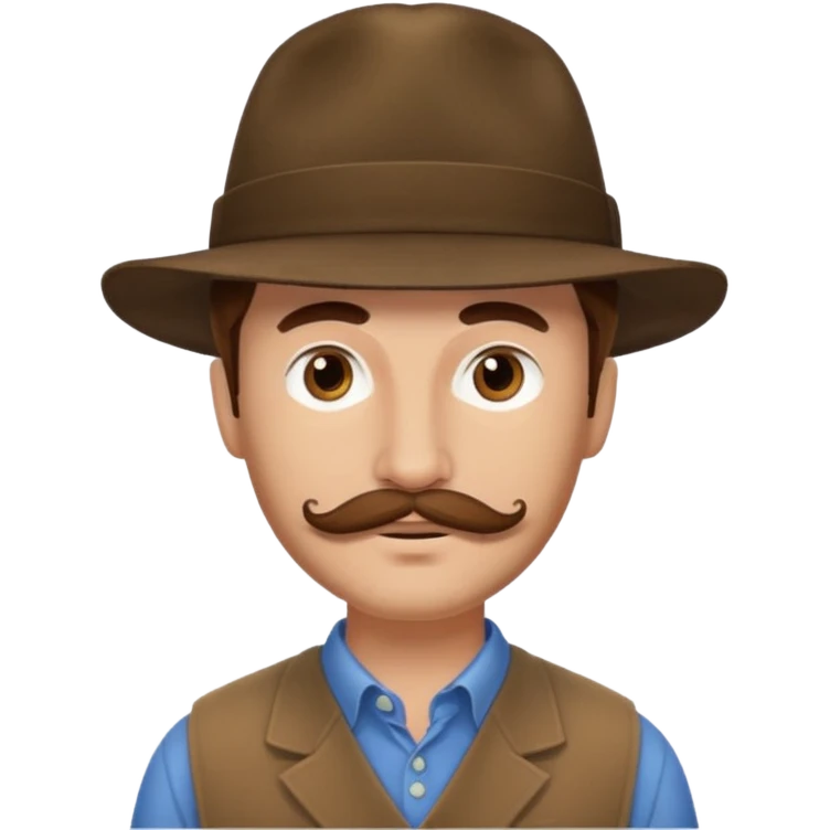 Justin Jeffre with brown hair and mustache and hat emoji
