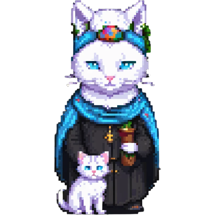 Philosopher with white cat on the head emoji