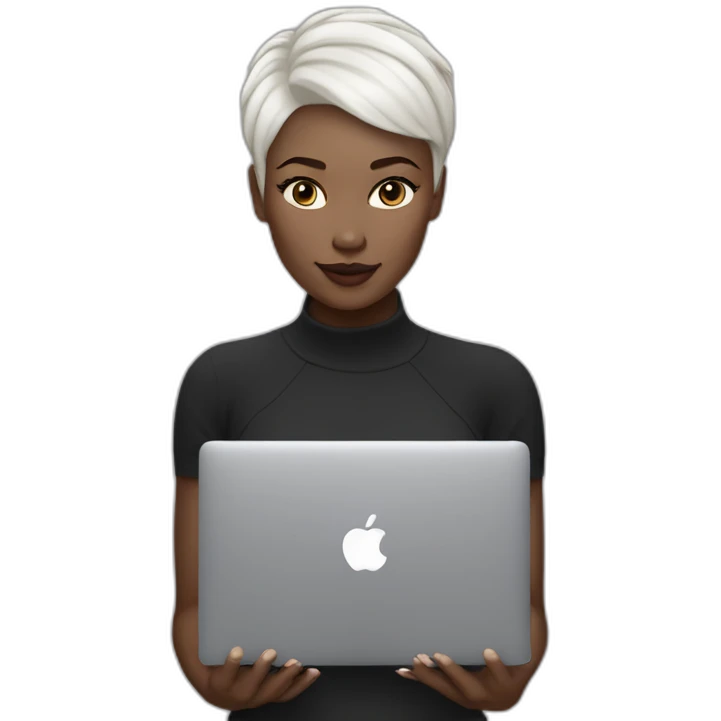 it-girl-white-short-hair-with-macbook emoji