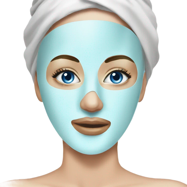 Lady with blue eyes face mask spa beauty full face relaxing emoji
