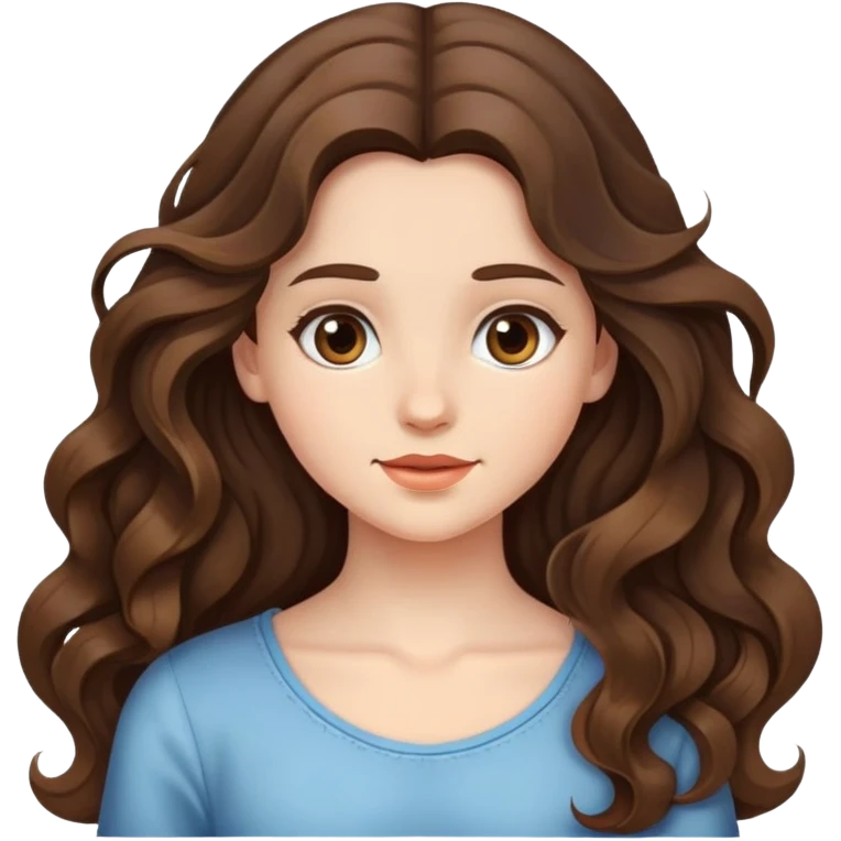 Girl wavy 2c, long and brunette pretty  emoji