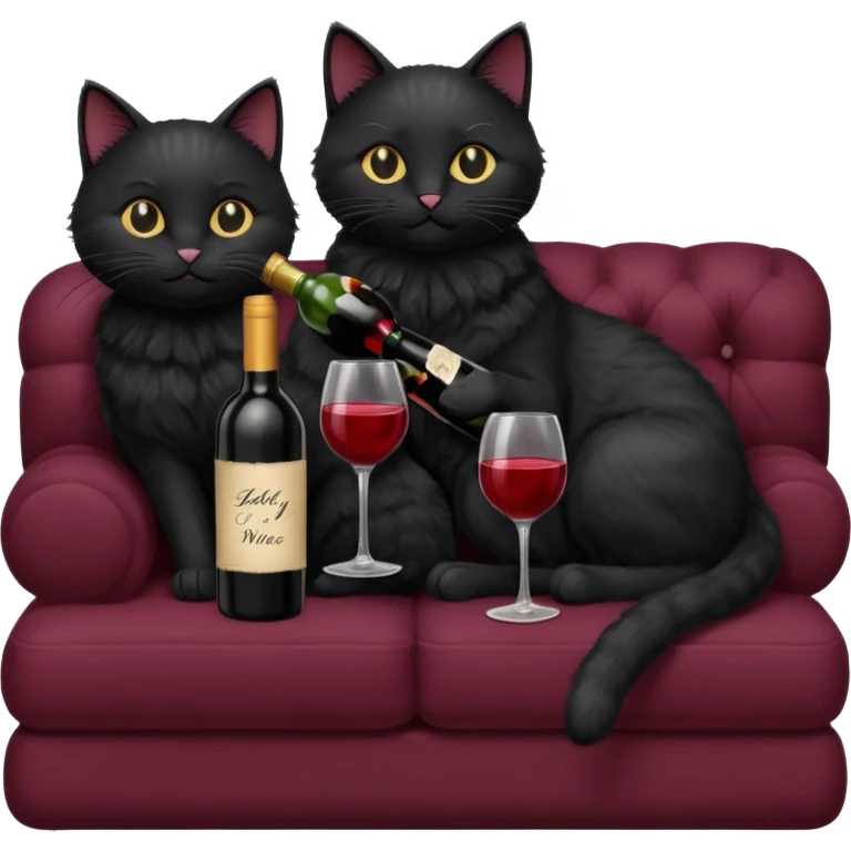 black cats On A Couch With Wine emoji