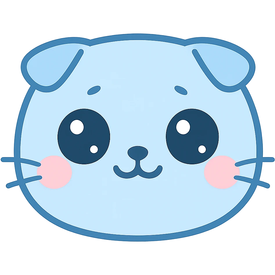 blue point Scottish Fold cat face, cute and expressive, kawaii style emoji