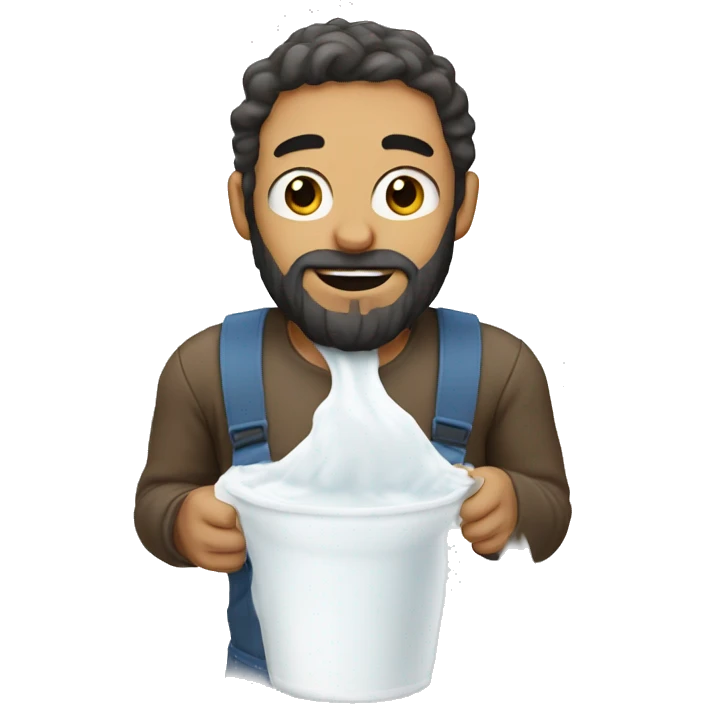 Man with beard covered in milk  emoji