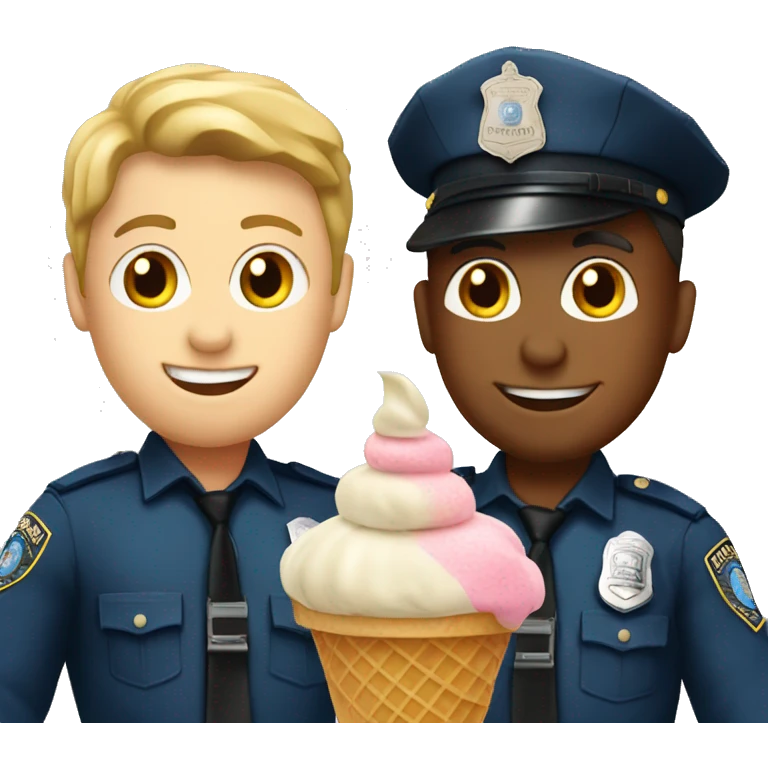 two police officers holding an ice cream cone emoji
