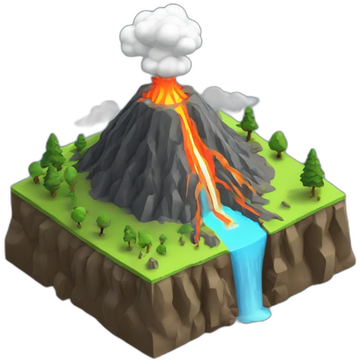 isometric-3d-volcano-erupting emoji