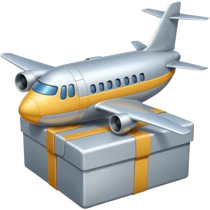 Un avión con cabeza de caja emoji