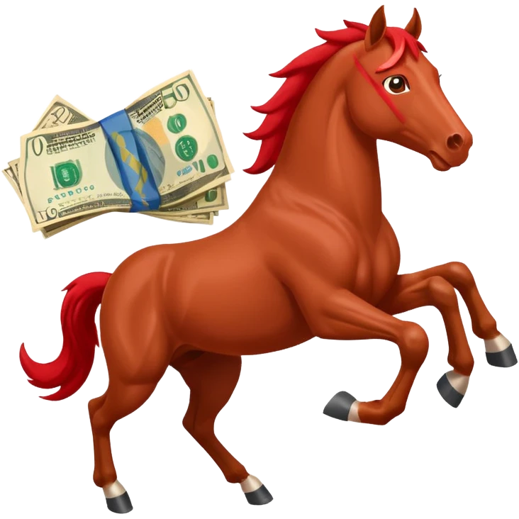 red horse agressive running money euros bills emoji