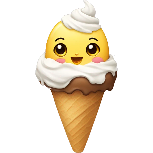 Cute Chick eating ice cream emoji