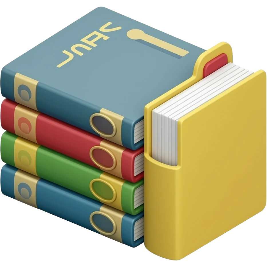 books and files in a stack, isometric view emoji