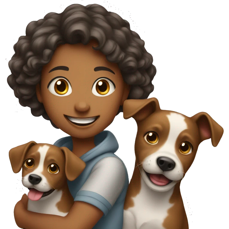 happy girl with dog and boys emoji