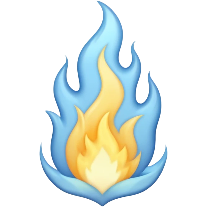 pastel blue and pastel yellow flame emoji emoji