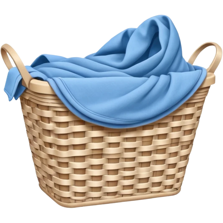 white LAUNDRY BASKET WITH FOLDED blue CLOTHES emoji