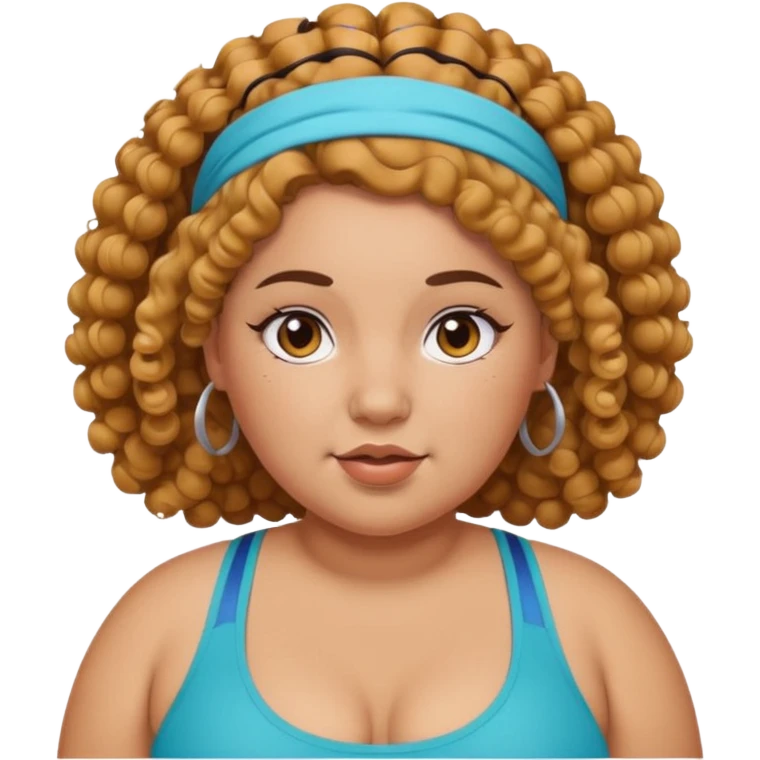 curly fat girl with headband, sportsy emoji