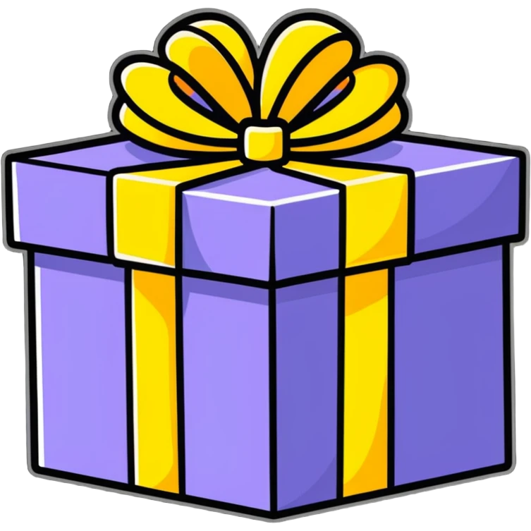 gift box with points inside, cartoonish sticker style emoji