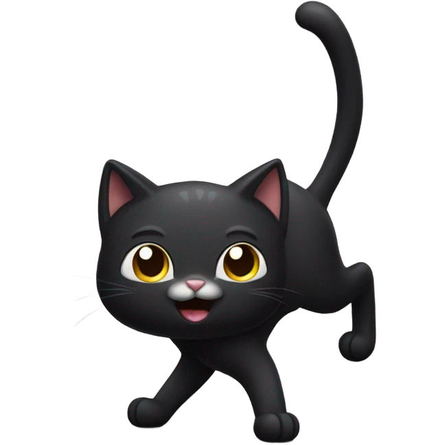 Black cat dancing on two legs emoji