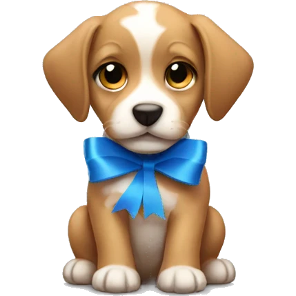 Puppy with blue ribbon emoji