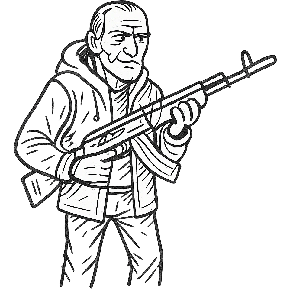 old skinny tough charismatic character from STALKER with a big machine gun emoji