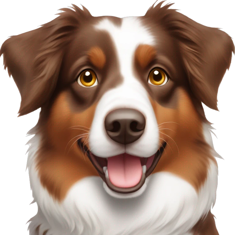 Red tri Australian shepherd with a crooked white stripe emoji
