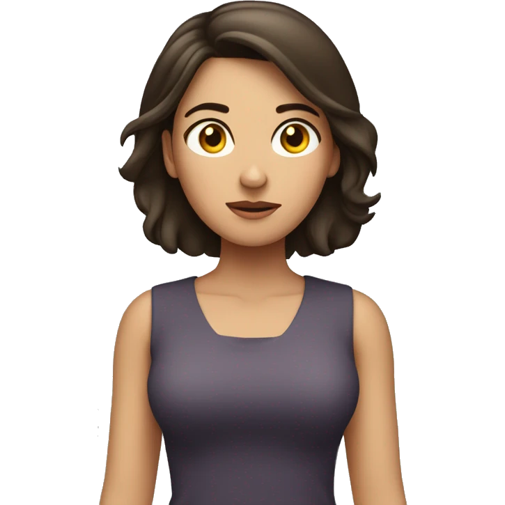 Brunette girl shrugging shoulders emoji