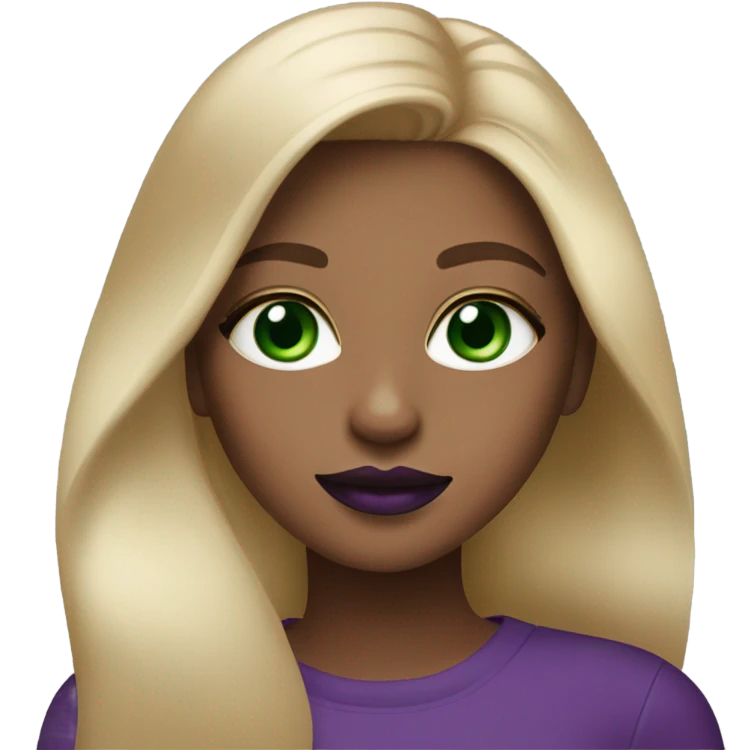 Ombré straight Blonde girl with Green eyes & purple lipstick emoji