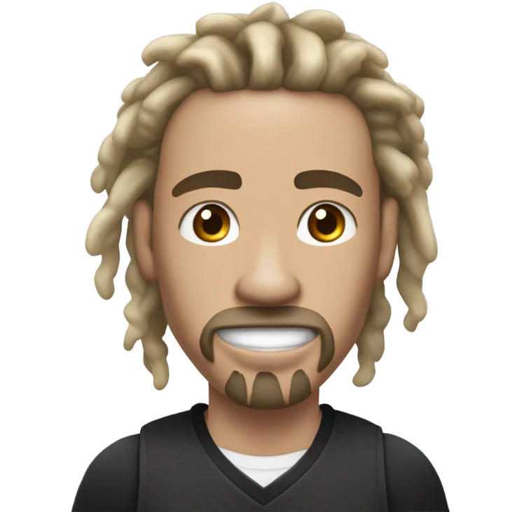 very light skin with freckles guy almost pale with 2 strand black dreads yelling with basketball jersey and diamond chain on with dread that are long to his shoulders and a black long sleeve shirt under. goatee and mustache. no beard or side urns emoji