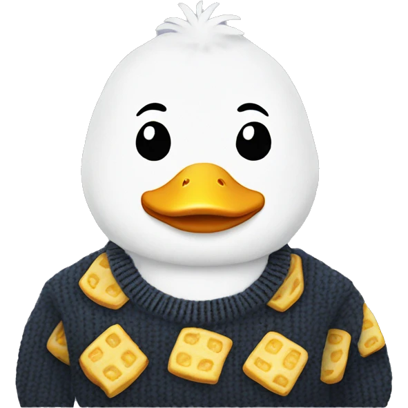 plush white duck sweater with Chips written on it emoji