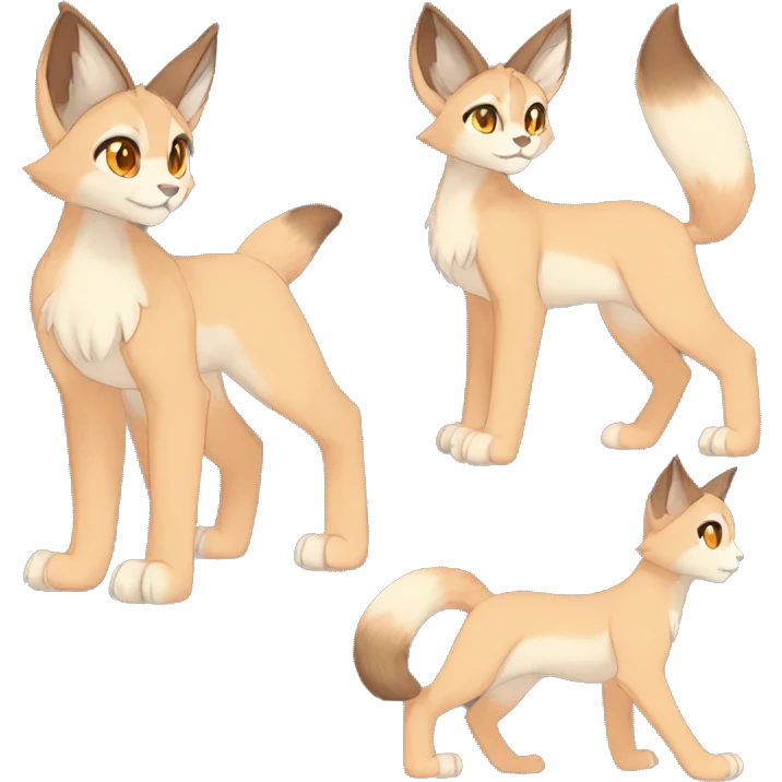 Anthro Beige-Orange-Brown Fur-Sona-Fakemon Lynx-Caracal Full Body emoji