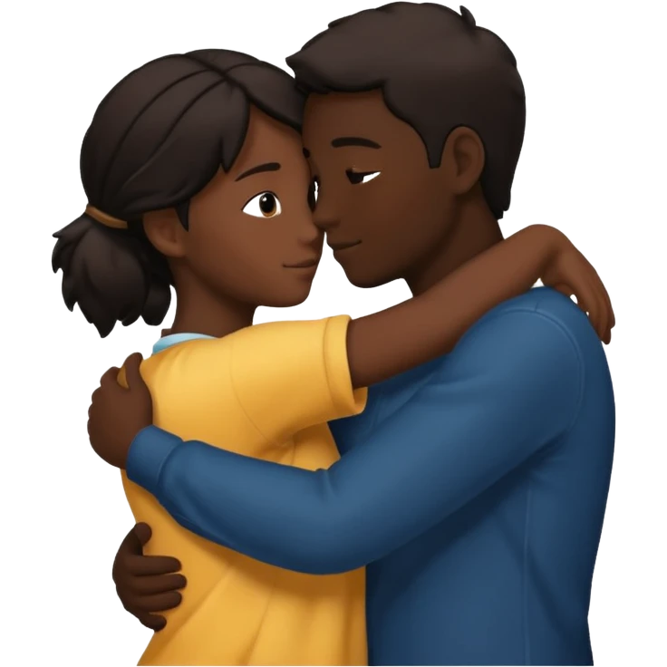 Two people hugging. They are facing each other. Silhouette only.  emoji