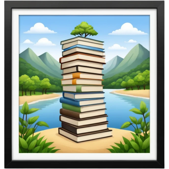 stack of photographs white frame and inside showing nature pic emoji