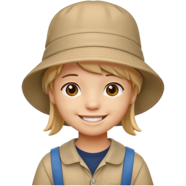 A little student with bucket hat emoji