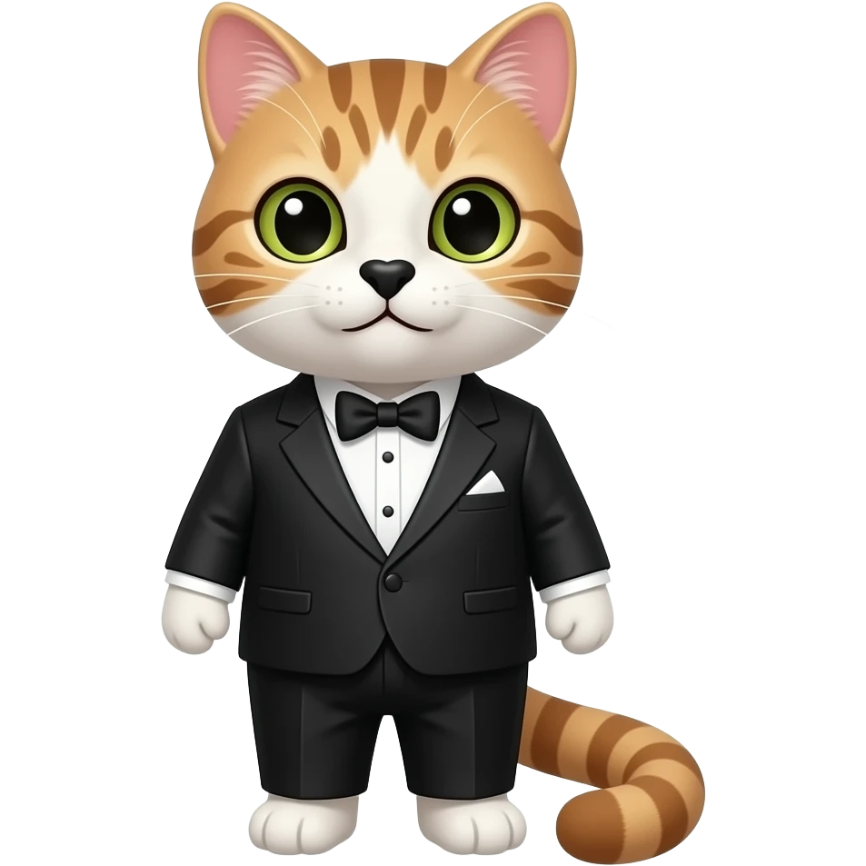 Gatito esmoquin con nariz negra de corazón emoji