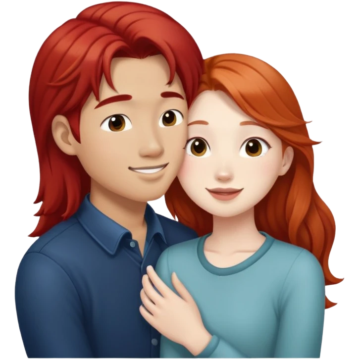 long hair asian boy kisses redhead white girl  emoji