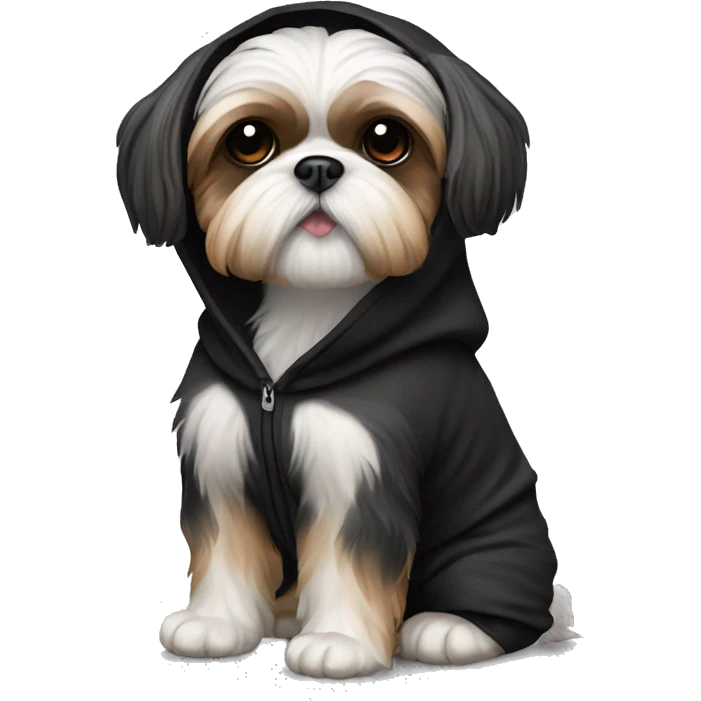 Shih tzu in black hoodie emoji