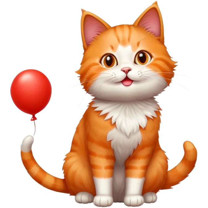 Cat playing with 🎈 emoji