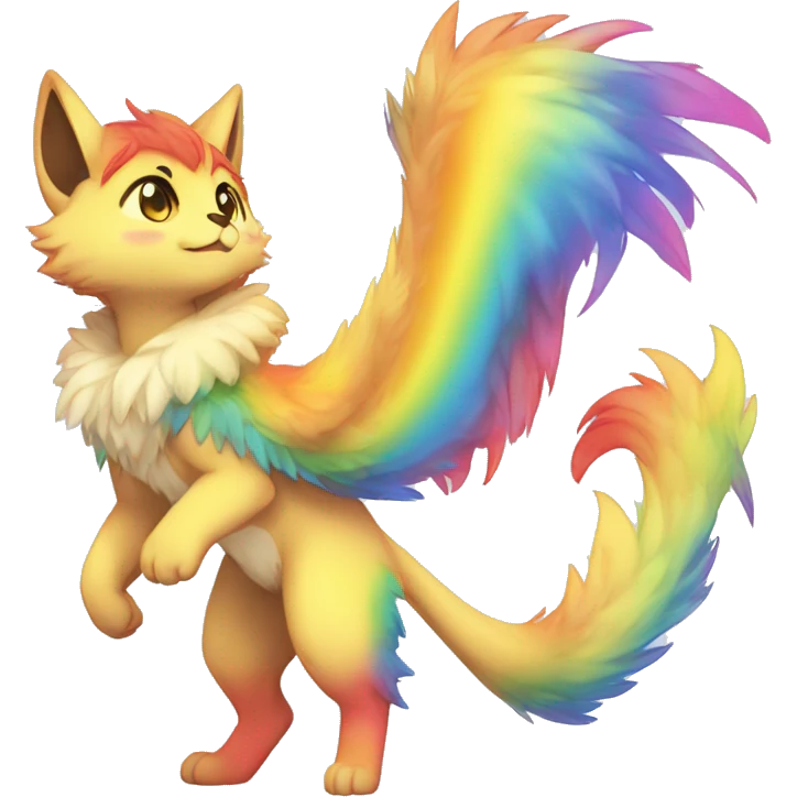 Anthro rainbow-gradient-shiny-Chibi-style-Fur-Sona-Fakémon Full Body emoji