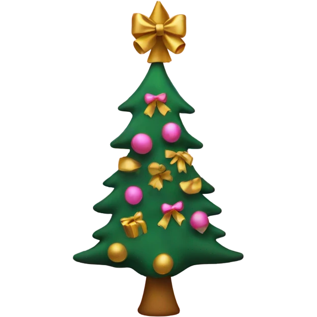 a christmas tree with pink and gold bows emoji