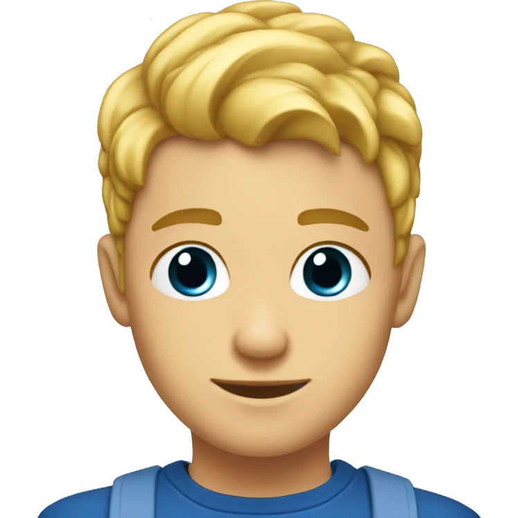 Garçon blond yeux bleu coiffé buzcut emoji