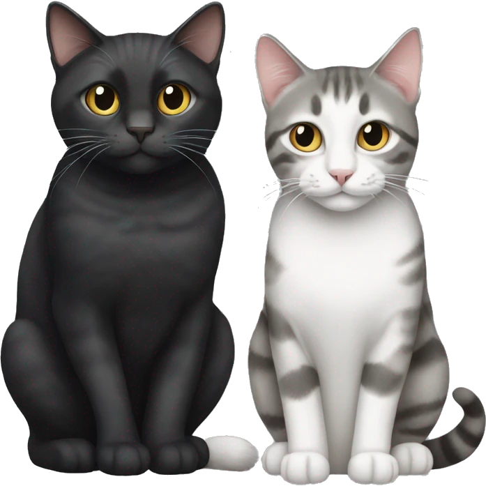 Two black cats, a tabby cat, and a grey and white cat emoji