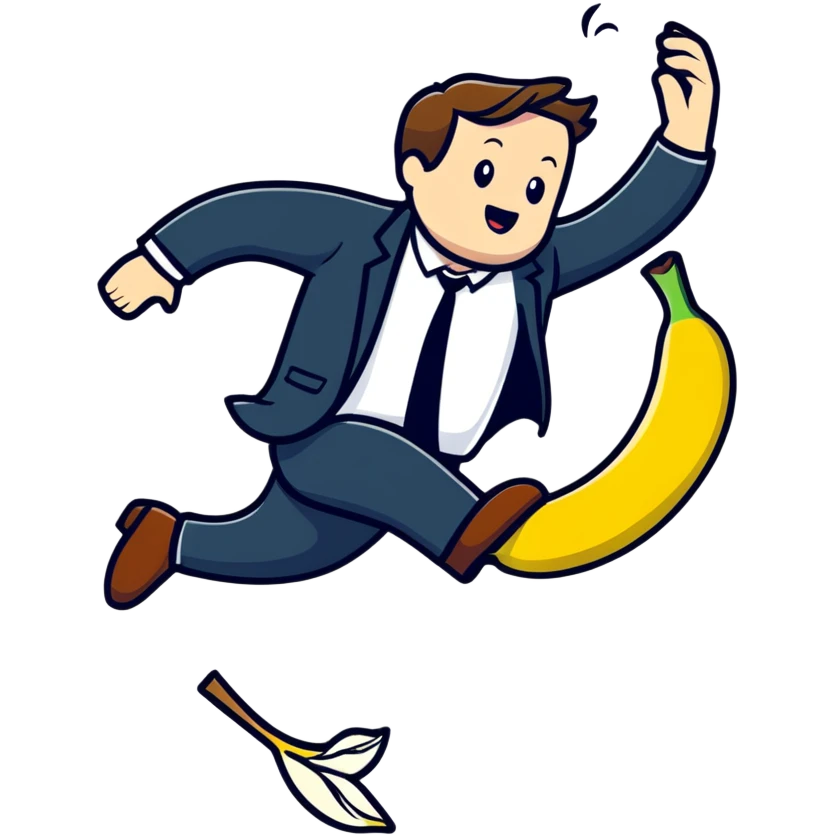 JD Vance stepping on a banana peel and falling backwards emoji