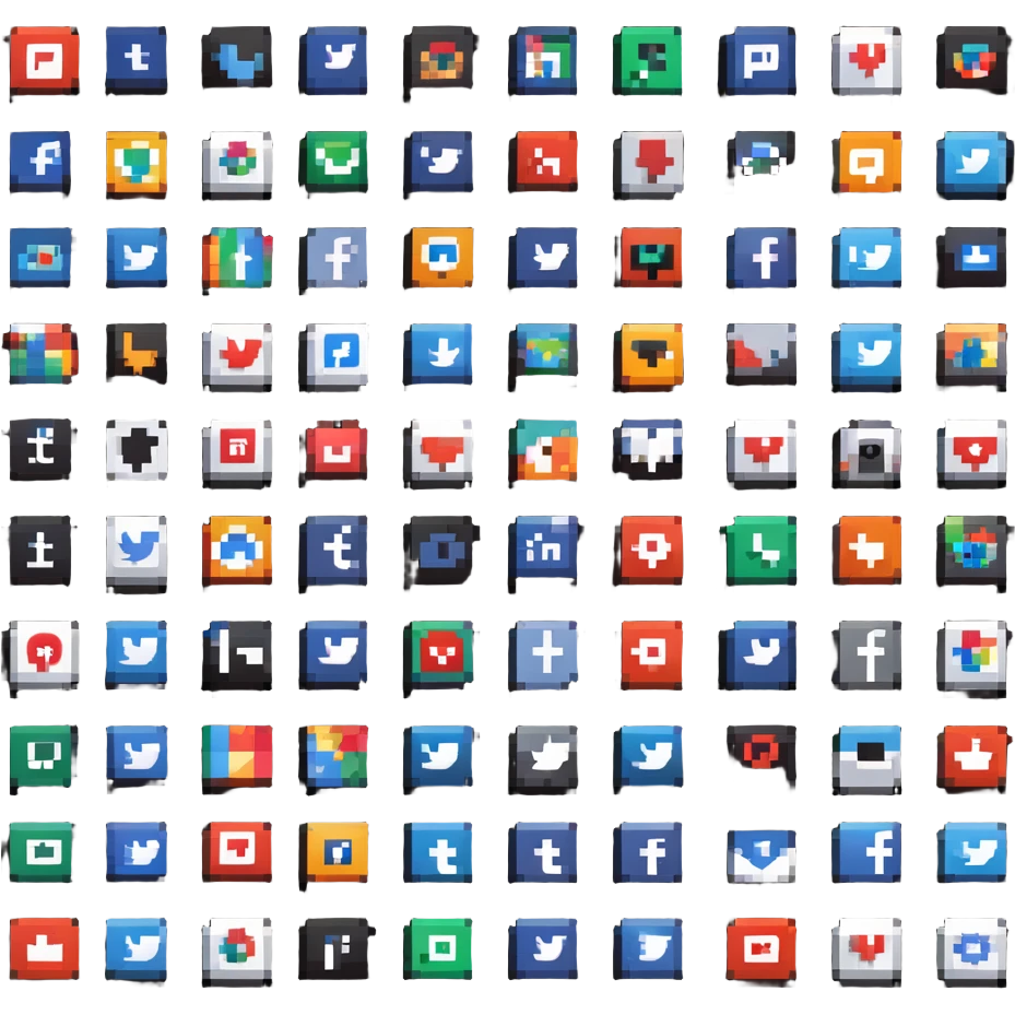 8-bit social media app icons collection emoji