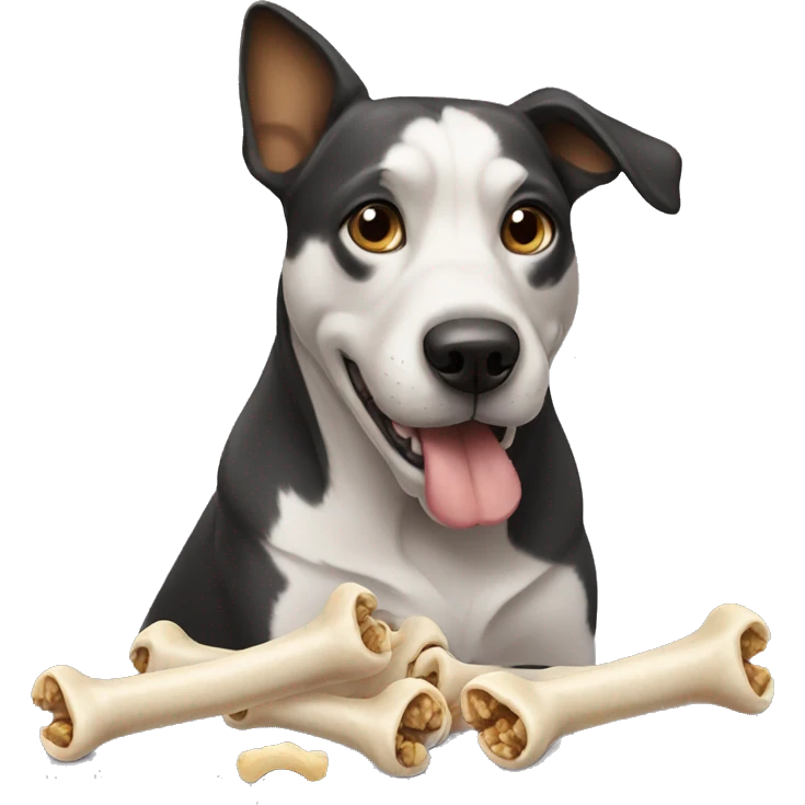 Dog eating bones emoji
