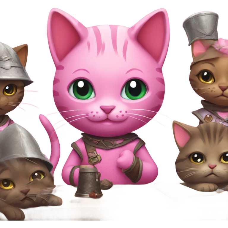 Pink cats playing dnd emoji