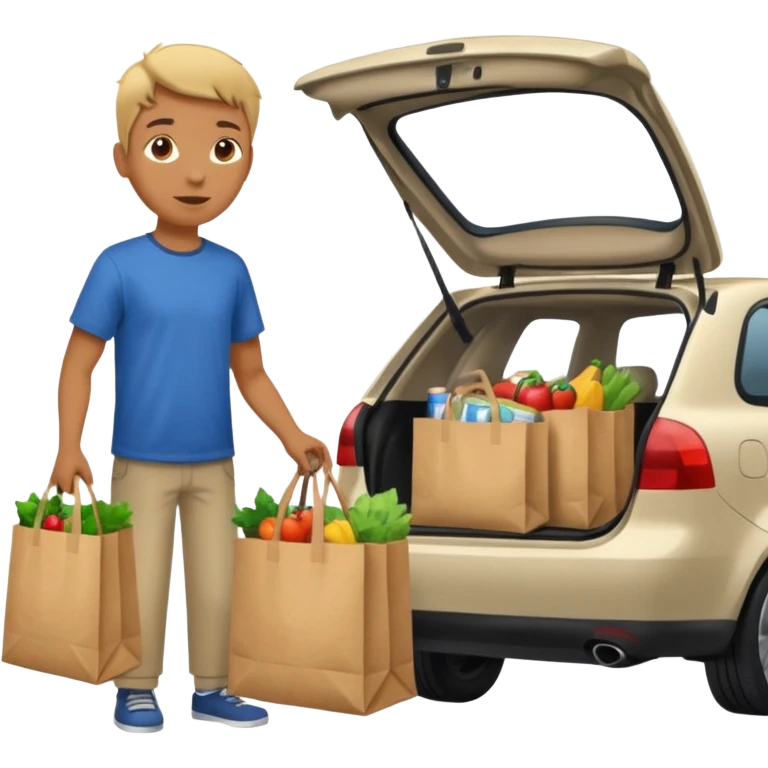 Subiendo compras de supermercado al carro emoji