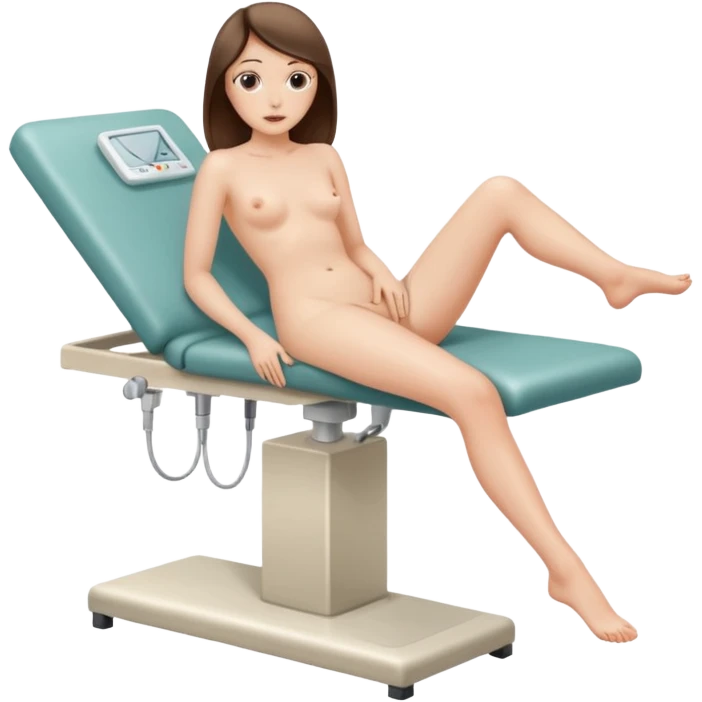 Naturist naked woman gynecologist exam shaven emoji