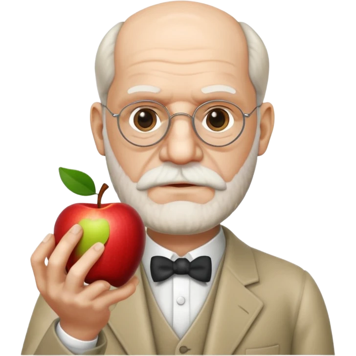 Sigmund Freud: create emoji using exact style: apple ios, 3D rendered, with exact words: я промолчу emoji
