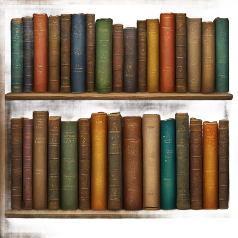 Cozy bookshelf with vintage books emoji