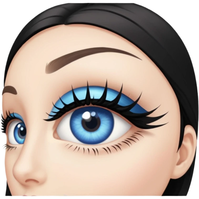 Ojo de color azul con pestañas y eyeliner emoji